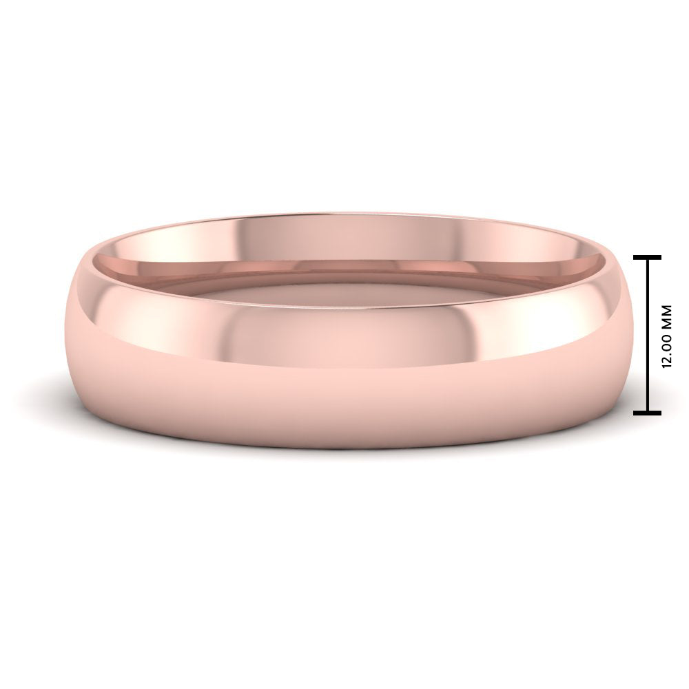 12 MM Classic Comfort Mens Wedding Band In 14k Rose Gold | Cuts & Carat