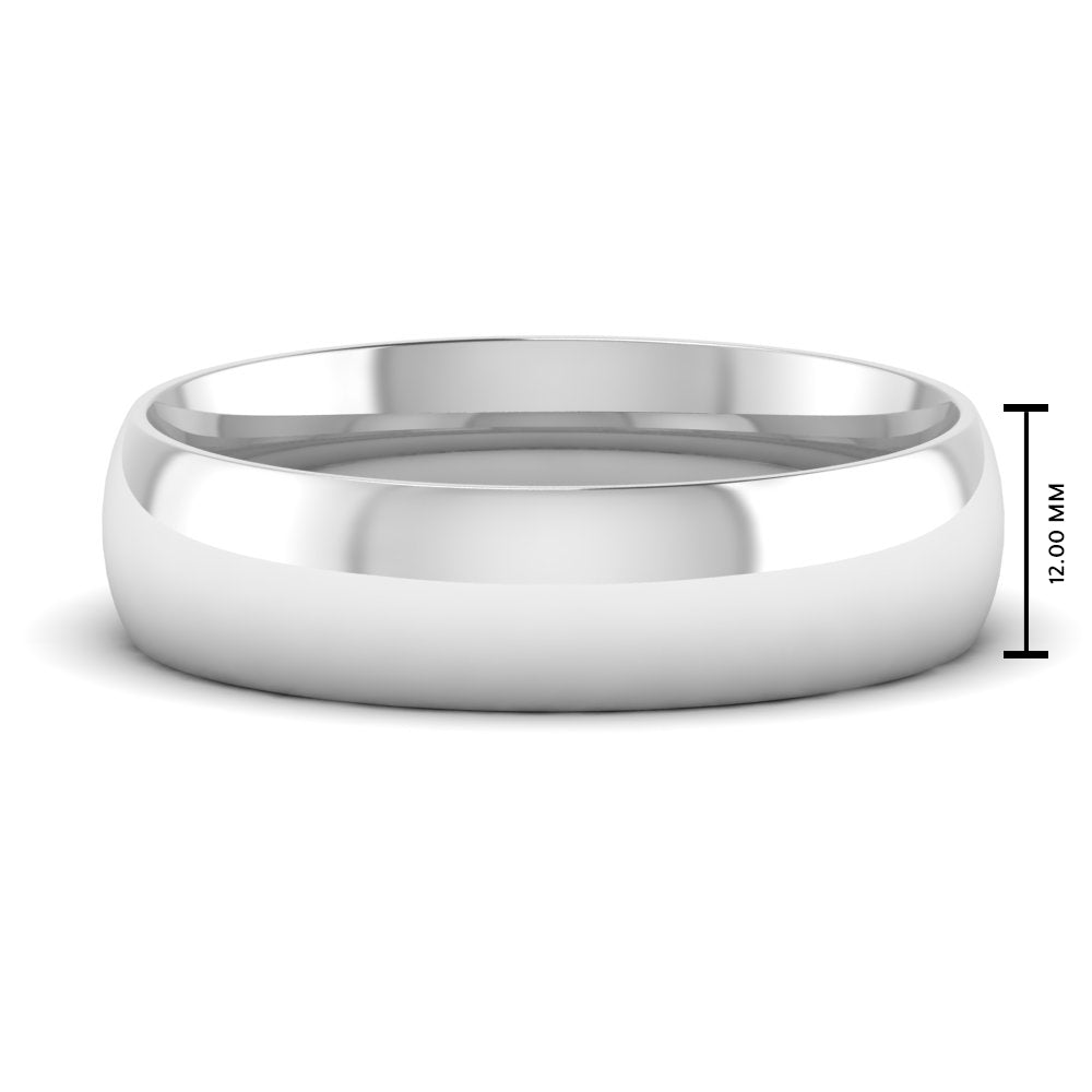 12 MM Classic Comfort Mens Wedding Band In 14k White Gold | Cuts & Carat