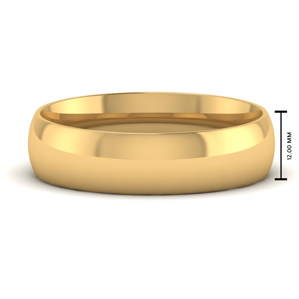 12 MM Classic Comfort Mens Wedding Band In 14k Yellow Gold | Cuts & Carat