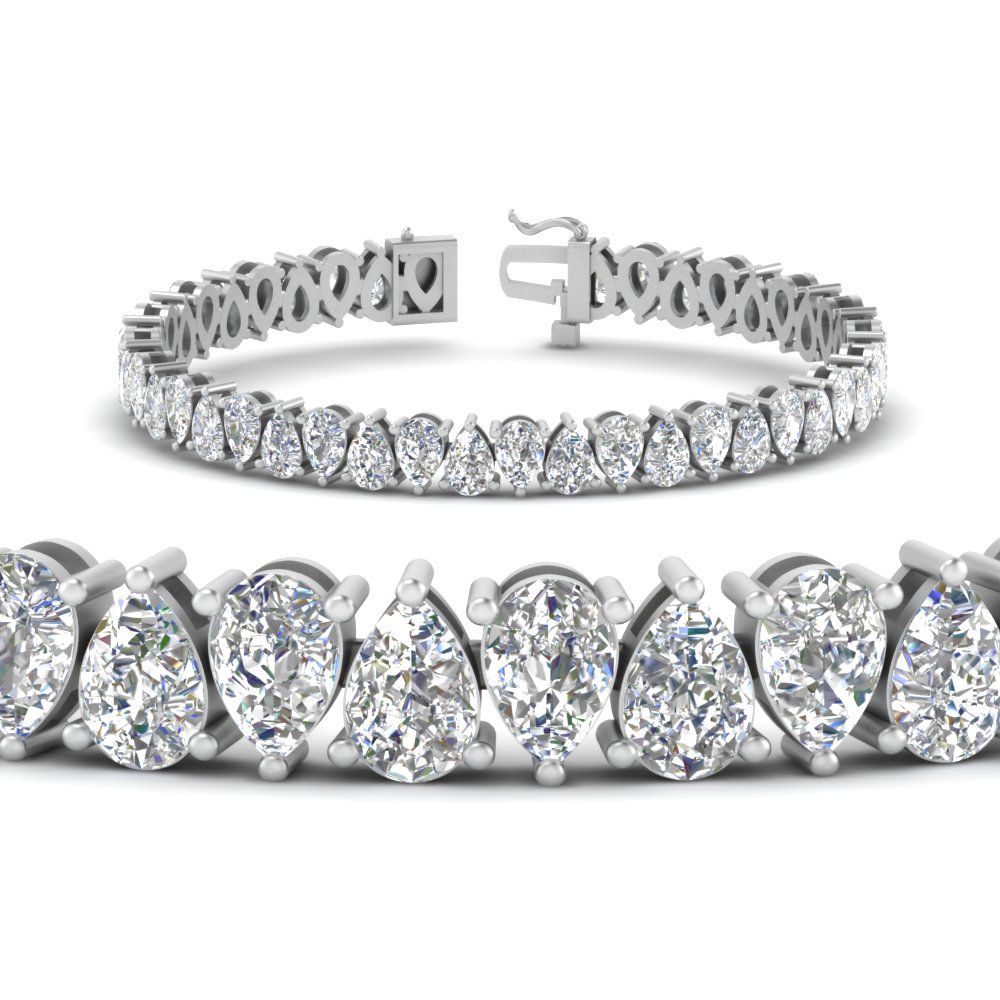 7.50 To 20 Carat Pear Cut Lab Diamond Tennis Bracelet 14K Gold