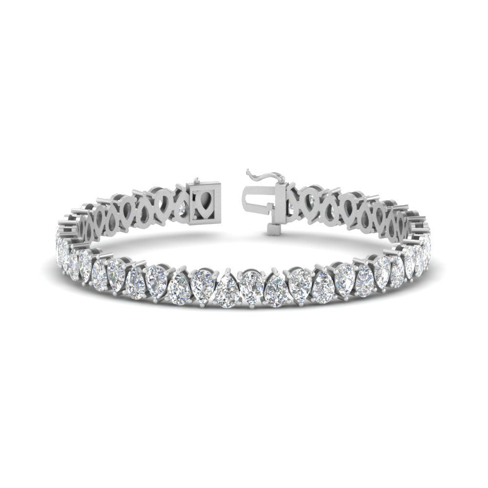 7.50 To 20 Carat Pear Cut Lab Diamond Tennis Bracelet 14K Gold