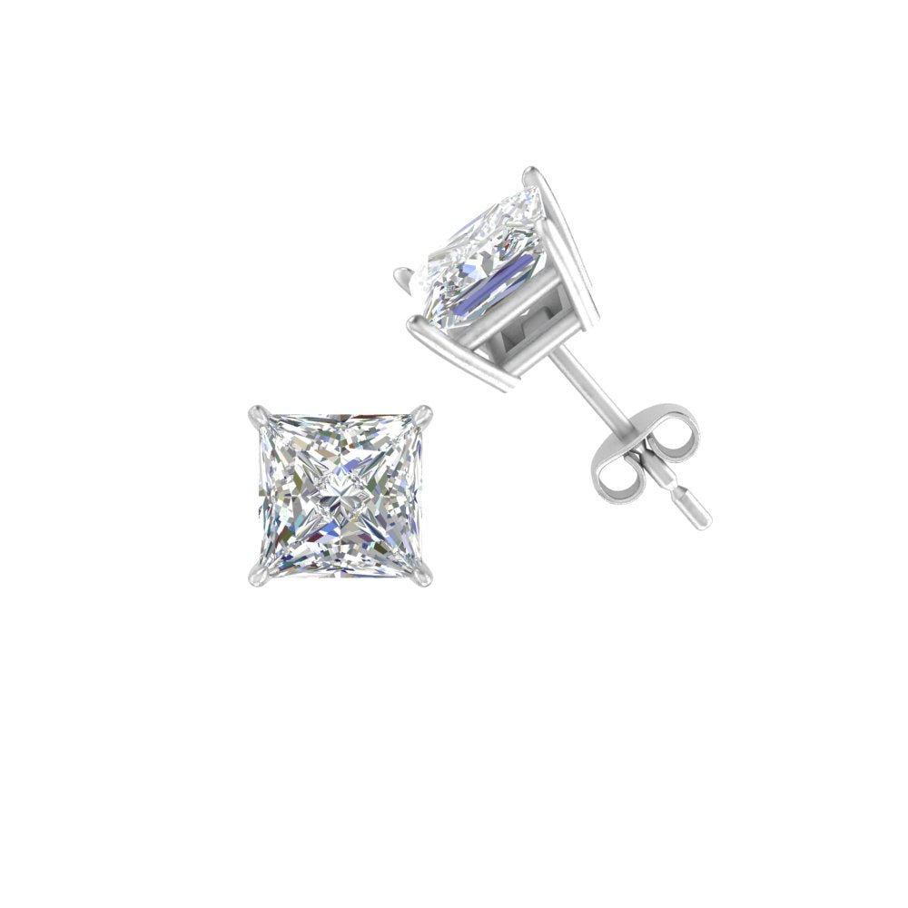 0.50 To 5 Carat Princess Cut Lab Created Diamond Stud Earring For Women 14K Gold