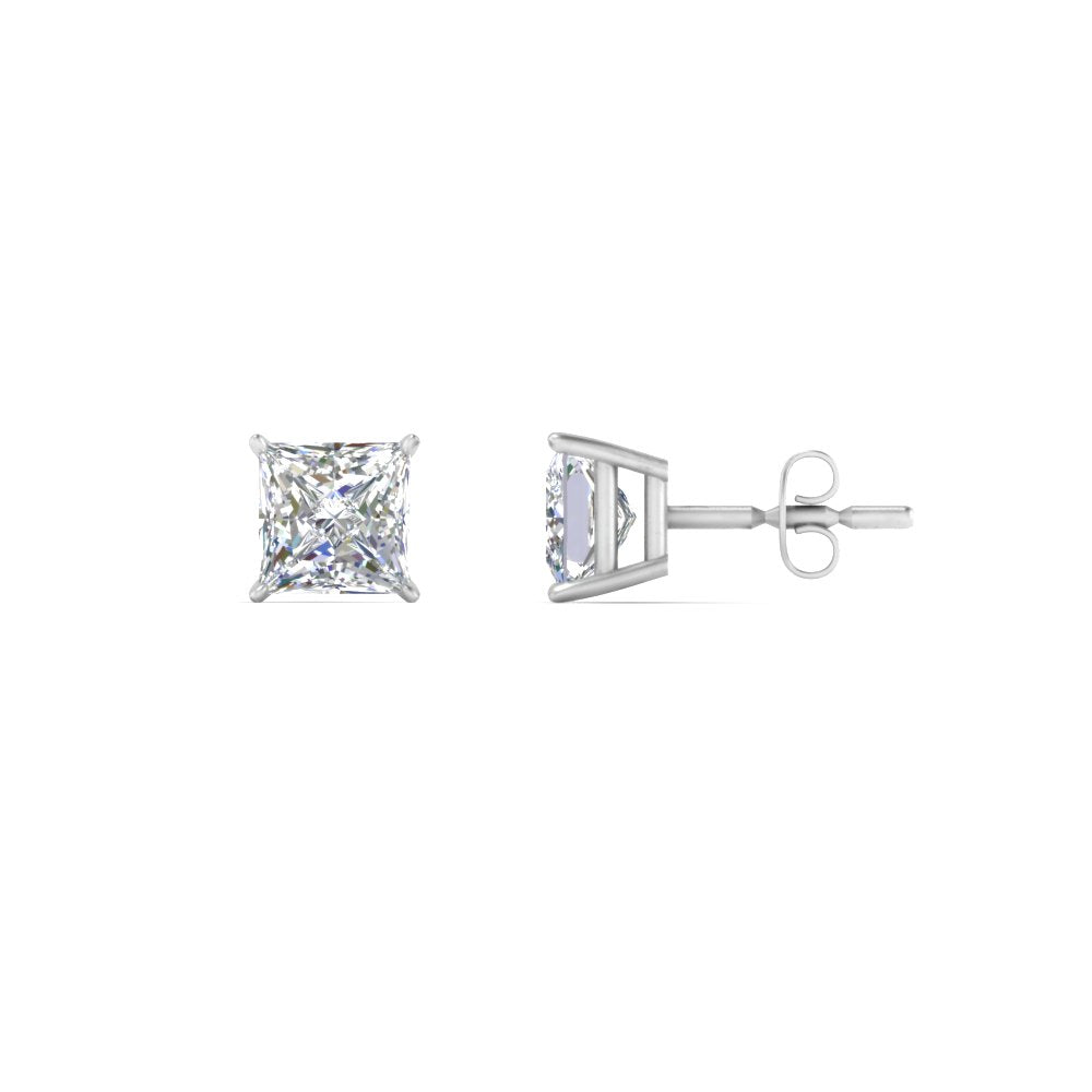 0.50 To 5 Carat Princess Cut Lab Created Diamond Stud Earring For Women 14K Gold