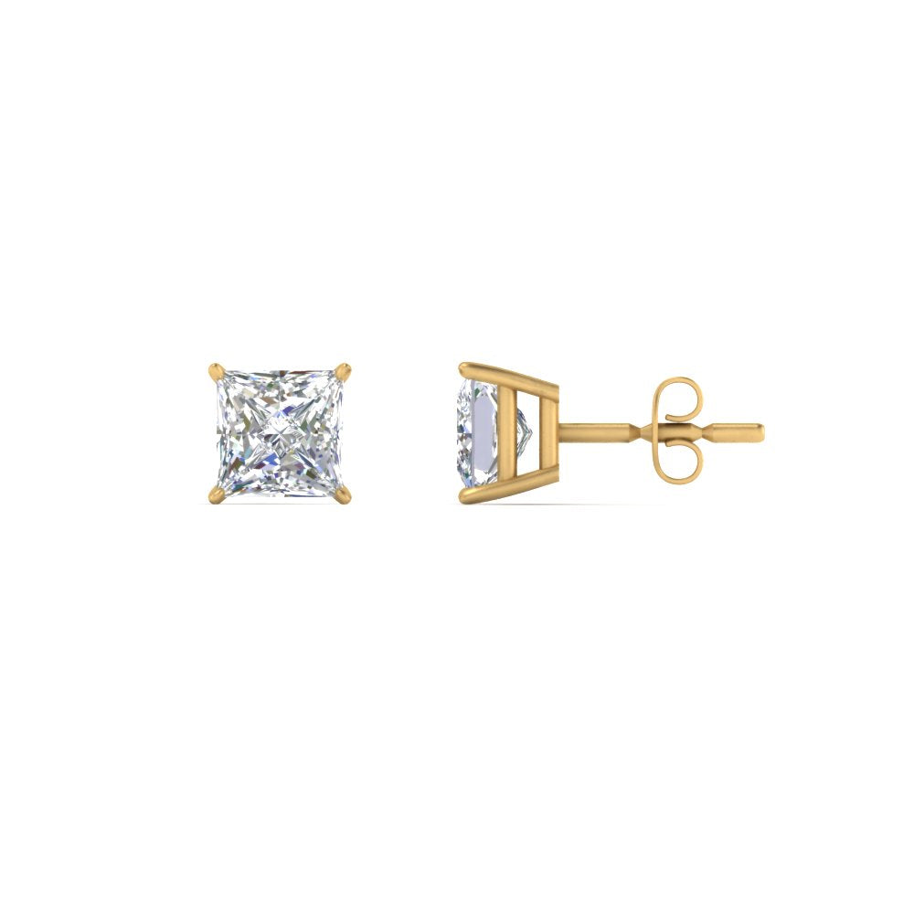 0.50 To 5 Carat Princess Cut Lab Created Diamond Stud Earring For Women 14K Gold