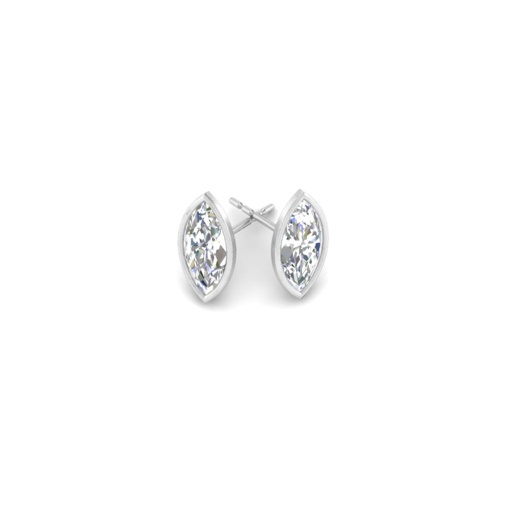 0.50 To 5 Carat Lab Diamond Marquise Stud Bezel Set Earring For Women 14K Gold