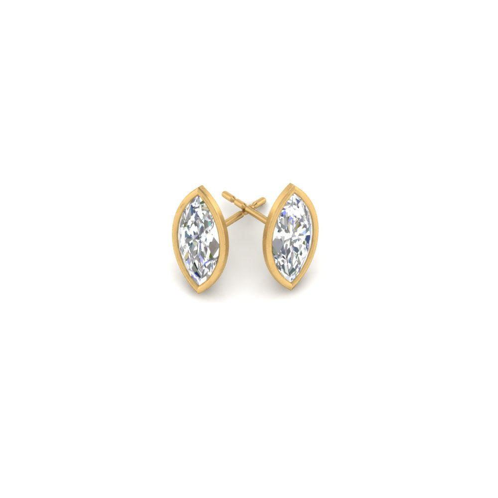 0.50 To 5 Carat Lab Diamond Marquise Stud Bezel Set Earring For Women 14K Gold