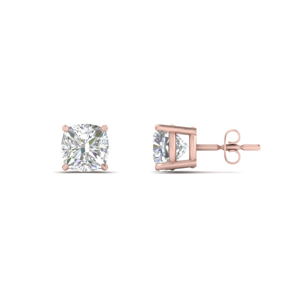 0.50 To 5 Carat Cushion Cut Lab Created Diamond Stud Earring 14K Gold