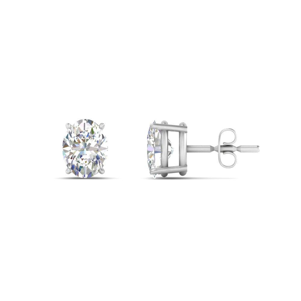 1/2 To 5 Ctw Oval Basket Prong Lab Diamond Stud Earring 14K Gold