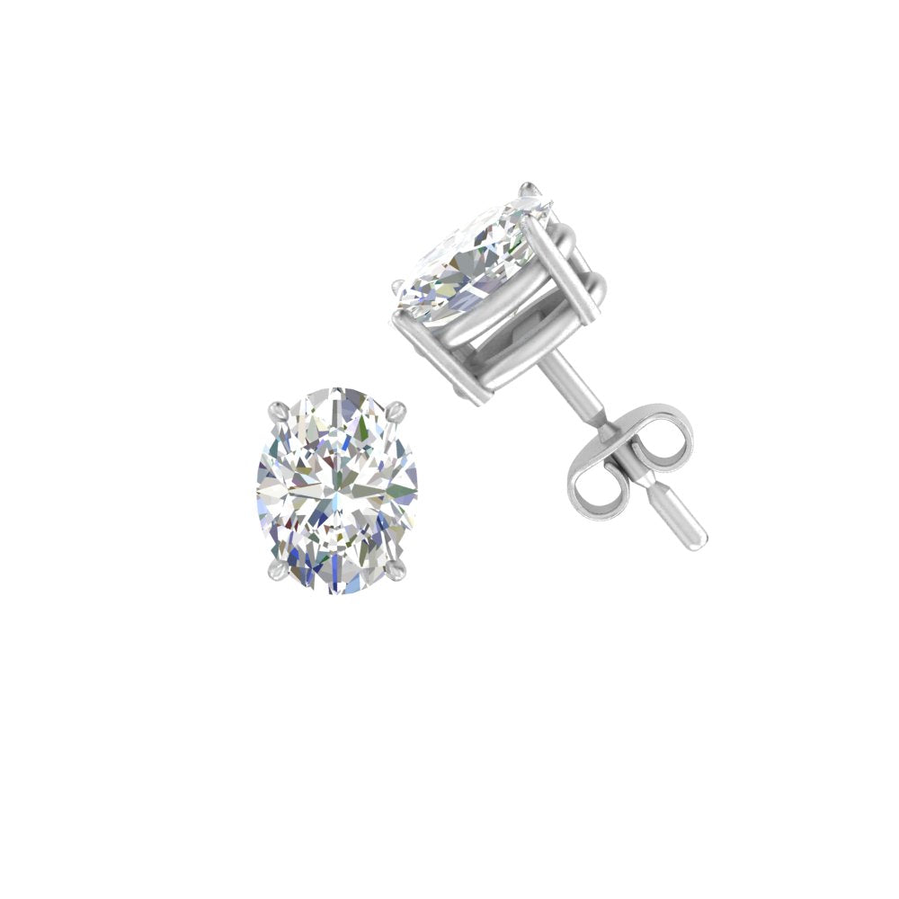 1/2 To 5 Ctw Oval Basket Prong Lab Diamond Stud Earring 14K Gold