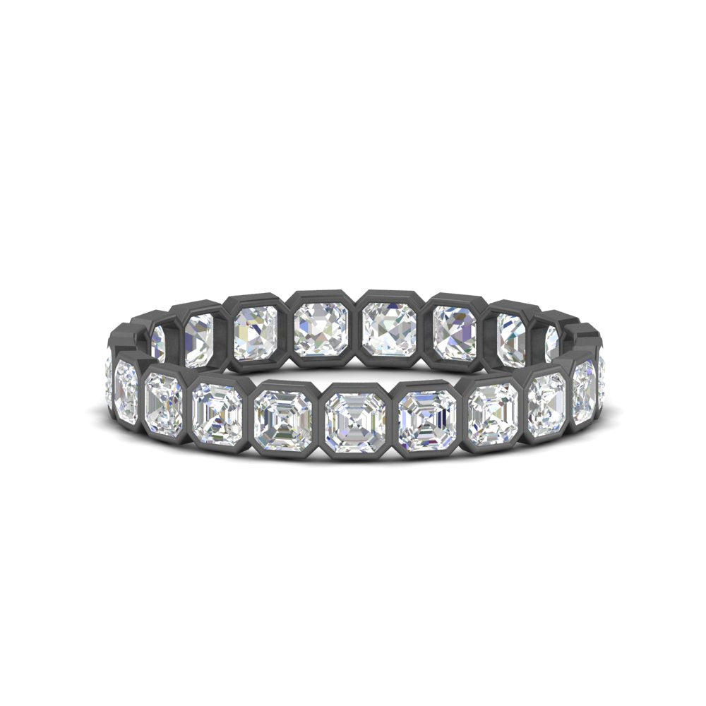 2 Ctw To 4.50 Ctw Asscher Lab Diamond Bezel Set Eternity Ring 14K Gold