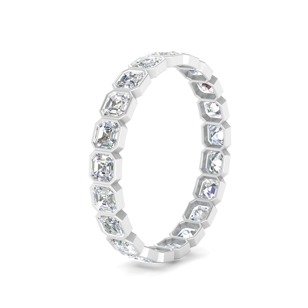 2 Ctw To 4.50 Ctw Asscher Lab Diamond Bezel Set Eternity Ring 14K Gold