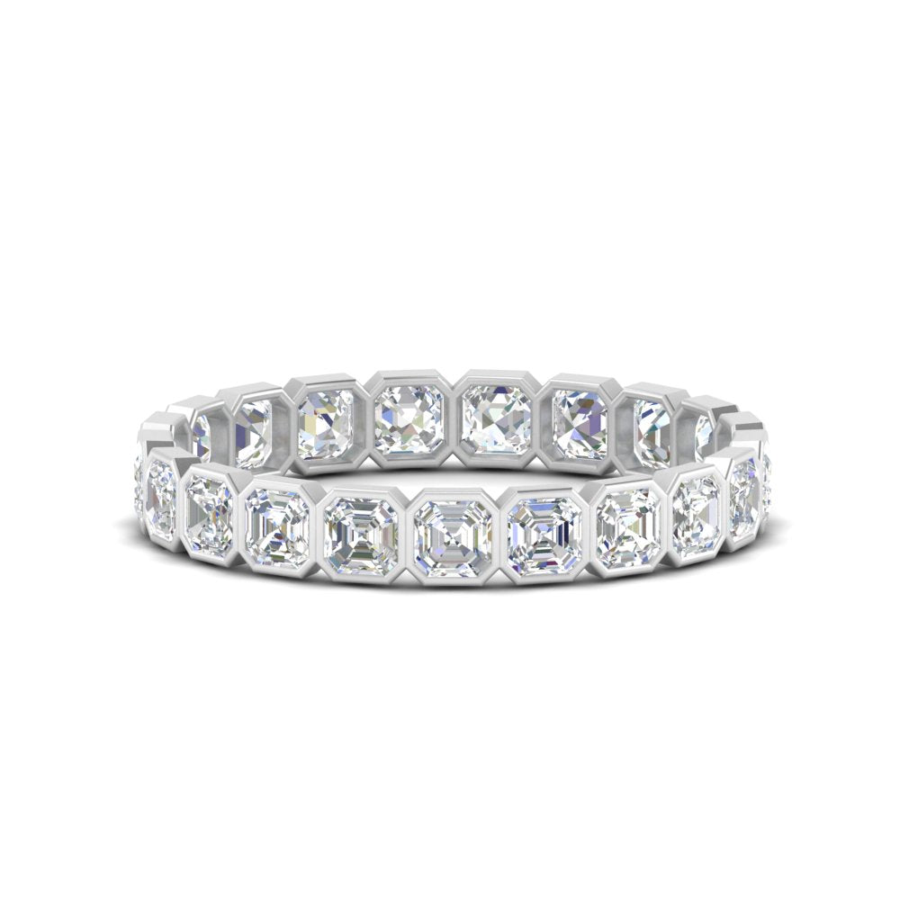 2 Ctw To 4.50 Ctw Asscher Lab Diamond Bezel Set Eternity Ring 14K Gold