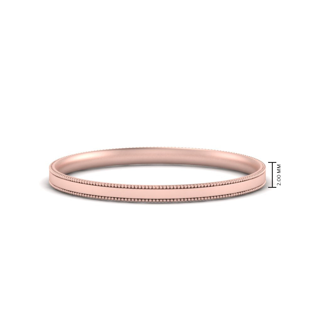 2 MM Flat Stack Stepped Edge Comfort Fit Mens Wedding Band 14K Rose Gold | Cuts & Carat