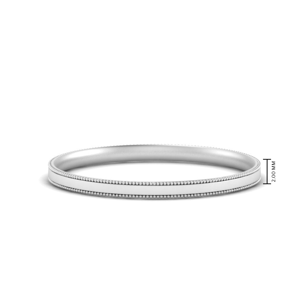 2 MM Flat Stack Stepped Edge Comfort Fit Mens Wedding Band 14K White Gold | Cuts & Carat