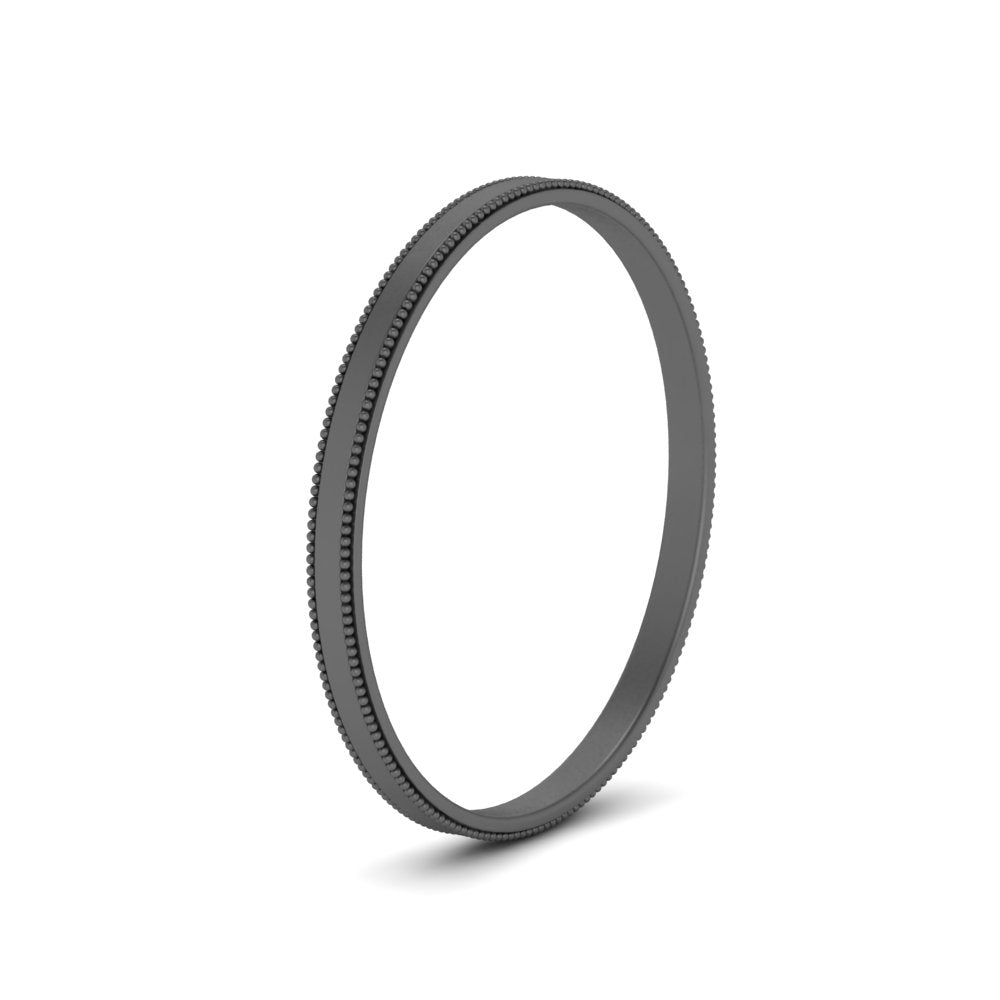 Flat Milgrain Stackable Mens Wedding Band In 14K Black Gold | Cuts & Carat