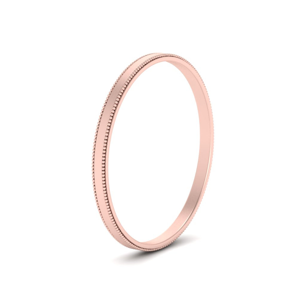 Flat Milgrain Stackable Mens Wedding Band In 14K Rose Gold | Cuts & Carat