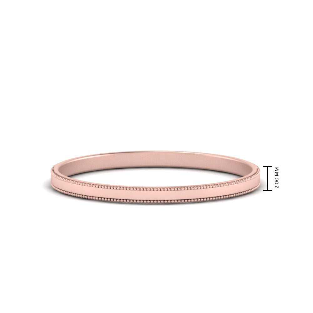 Flat Milgrain Stackable Mens Wedding Band In 14K Rose Gold | Cuts & Carat