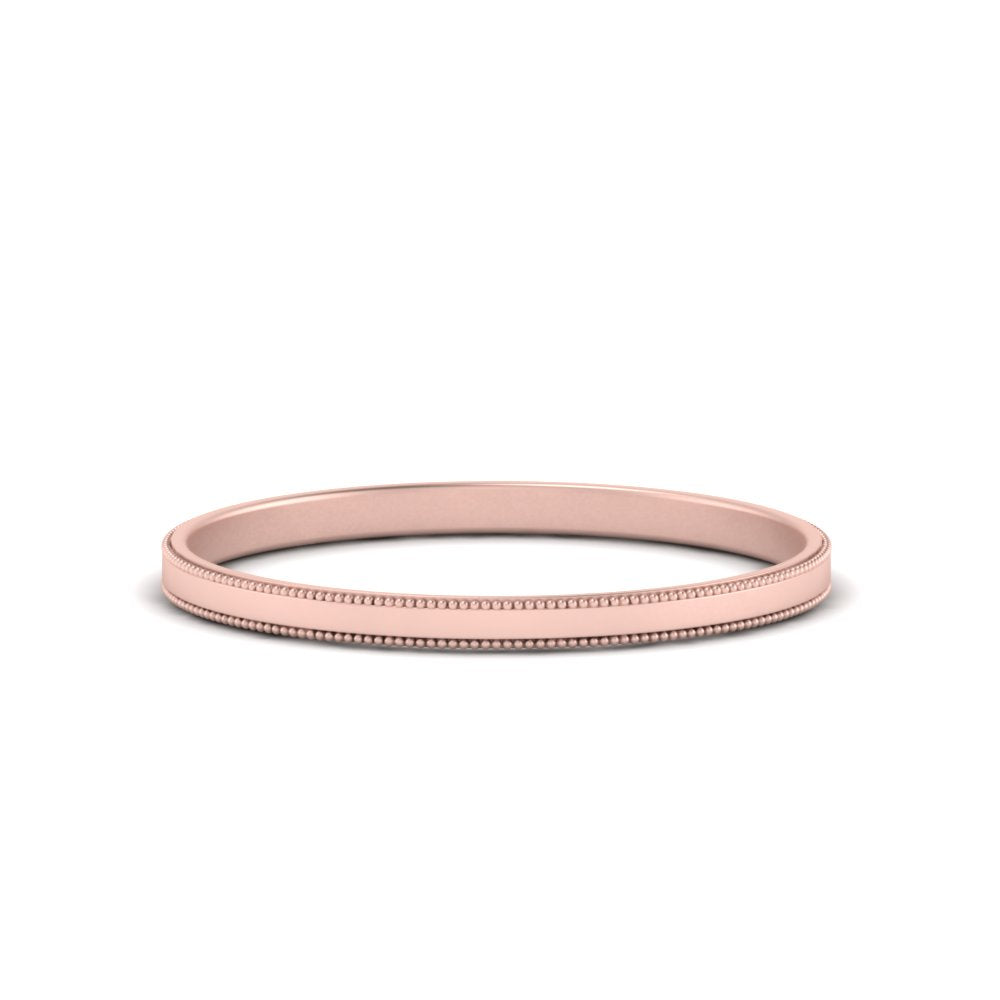 Flat Milgrain Stackable Mens Wedding Band In 14K Rose Gold | Cuts & Carat