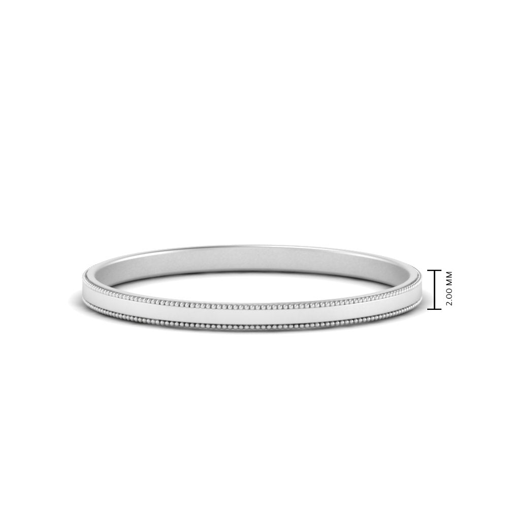 Flat Milgrain Stackable Mens Wedding Band In 14K White Gold | Cuts & Carat