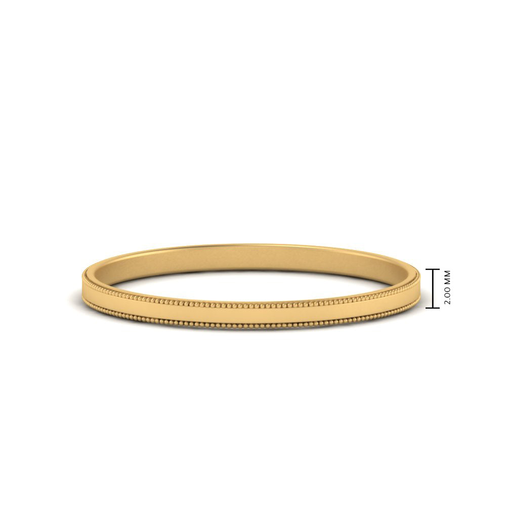 Flat Milgrain Stackable Mens Wedding Band In 14K Yellow Gold | Cuts & Carat