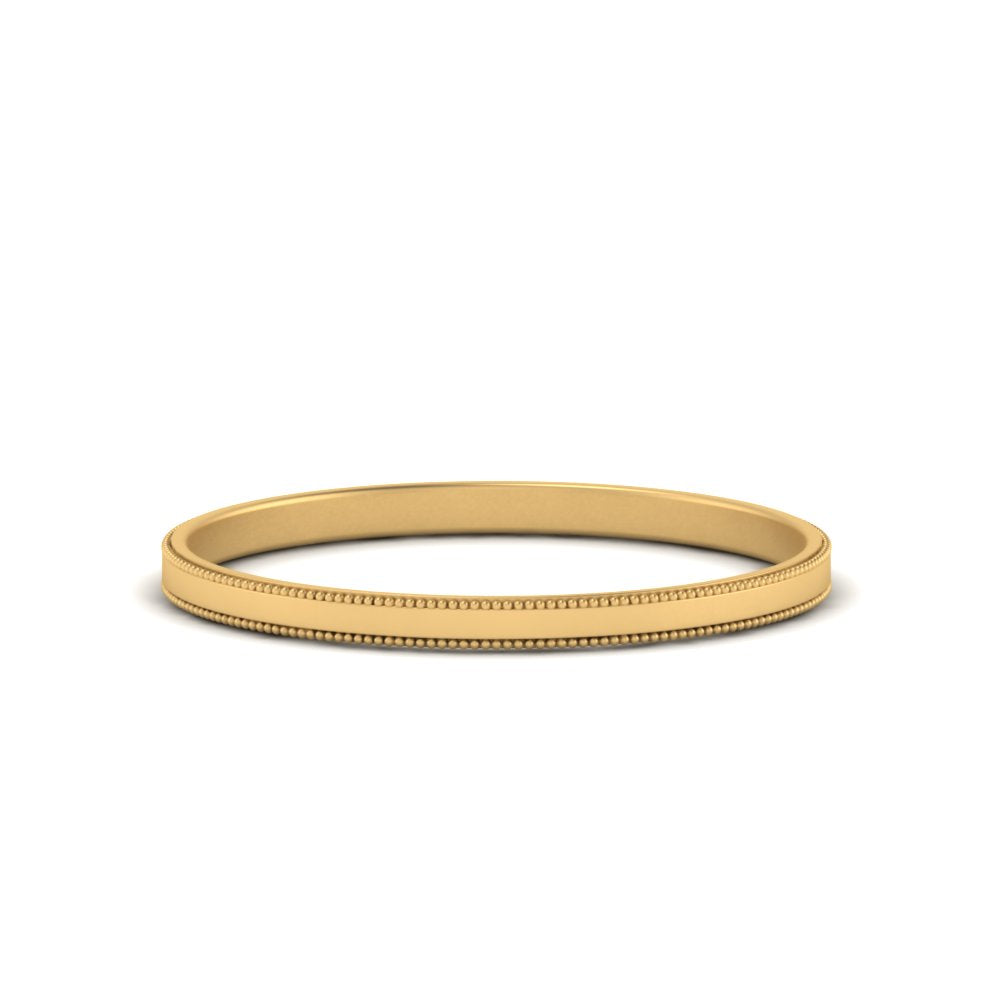 Flat Milgrain Stackable Mens Wedding Band In 14K Yellow Gold | Cuts & Carat