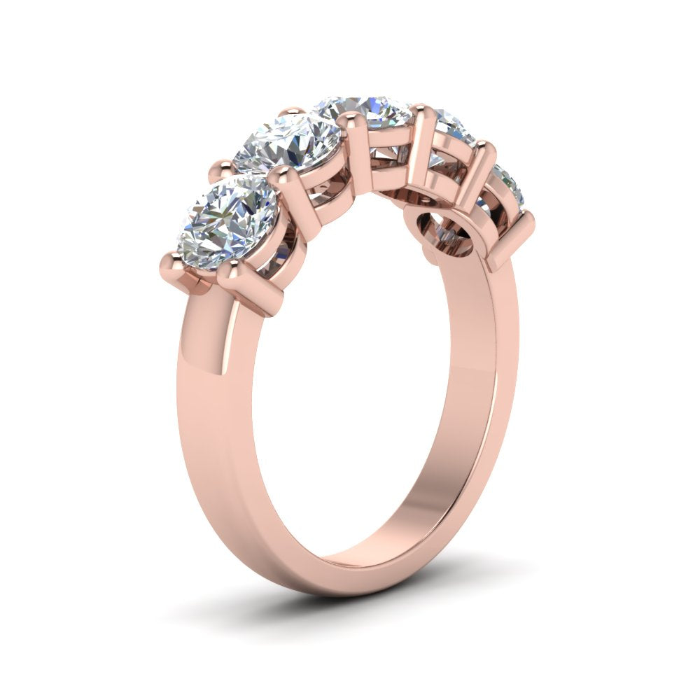 2.5 Carat Round Cut Lab Grown Five Stone Wedding Band For Women 14K Rose Gold |Cuts & Carat