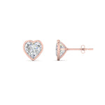 Load image into Gallery viewer, 0.50 To 4 Carat Lab Diamond Heart Stud Bezel Set Earring For Women 14K Gold
