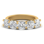 Load image into Gallery viewer, 1 To 5 Carat Lab Diamond Five Stone Cushion Cut Wedding Band 14K Gold
