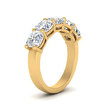 Load image into Gallery viewer, 1 To 5 Carat Lab Diamond Five Stone Cushion Cut Wedding Band 14K Gold
