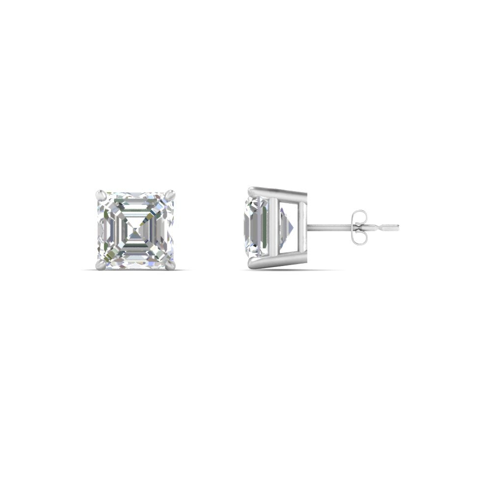 1/2-5 Carat Asscher Cut Lab Created Diamond Stud Earring 14K Gold