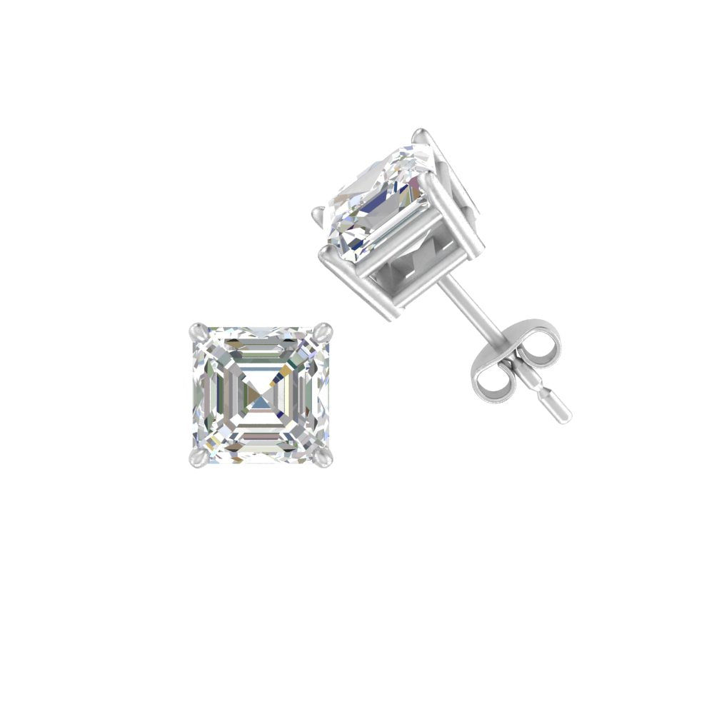 1/2-5 Carat Asscher Cut Lab Created Diamond Stud Earring 14K Gold