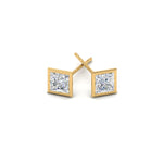 Load image into Gallery viewer, 0.50 To 5 Carat Lab Diamond Square Stud Bezel Set Earring For Women 14K Gold
