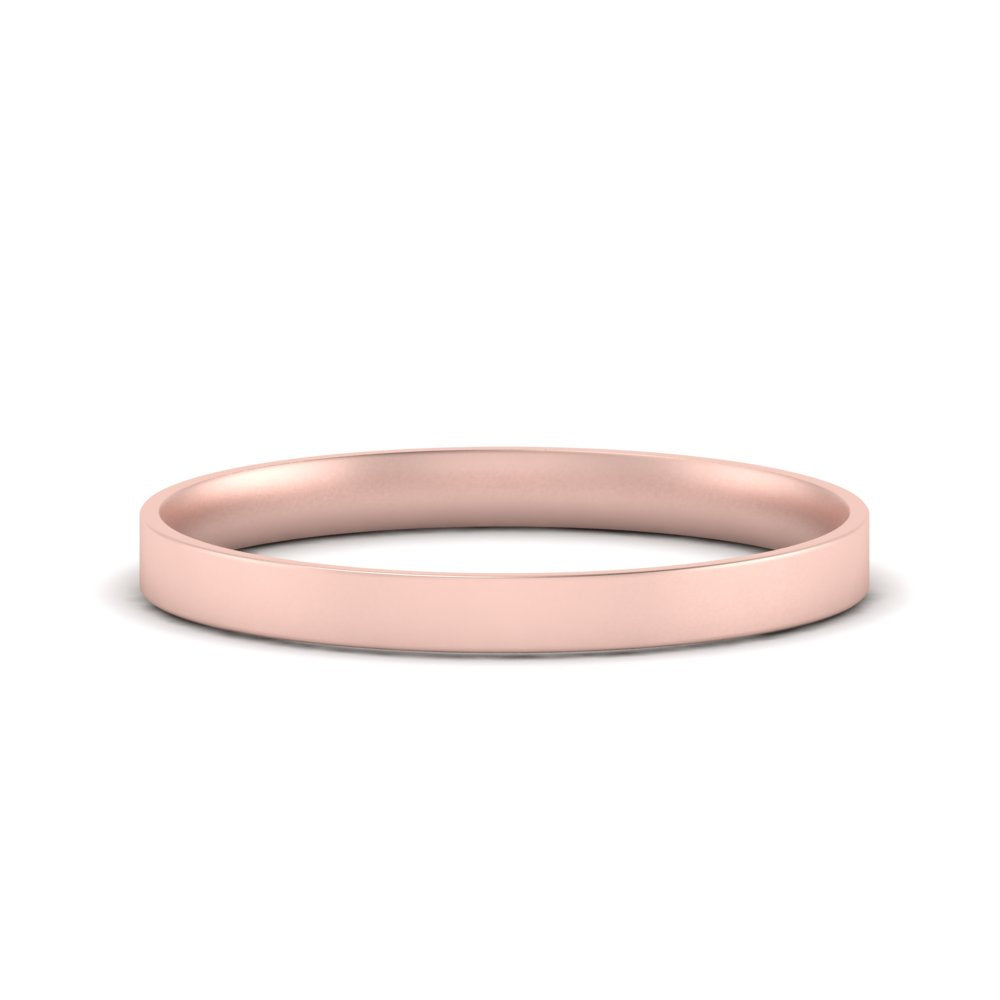 Comfort Fit Light Weight Flat Stacking Mens Band In 14K Rose Gold | Cuts & Carat