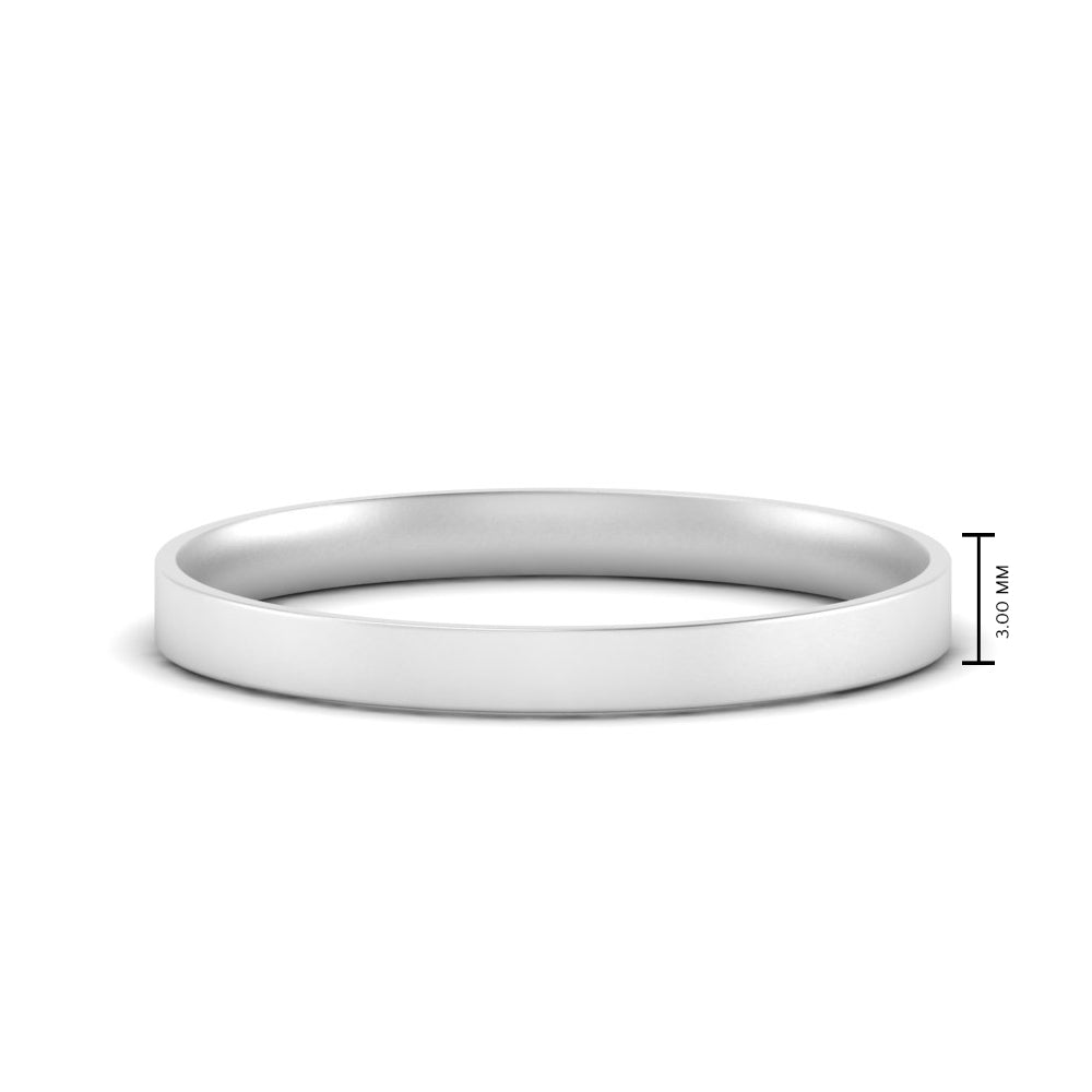 Comfort Fit Light Weight Flat Stacking Mens Band In 14K White Gold | Cuts & Carat