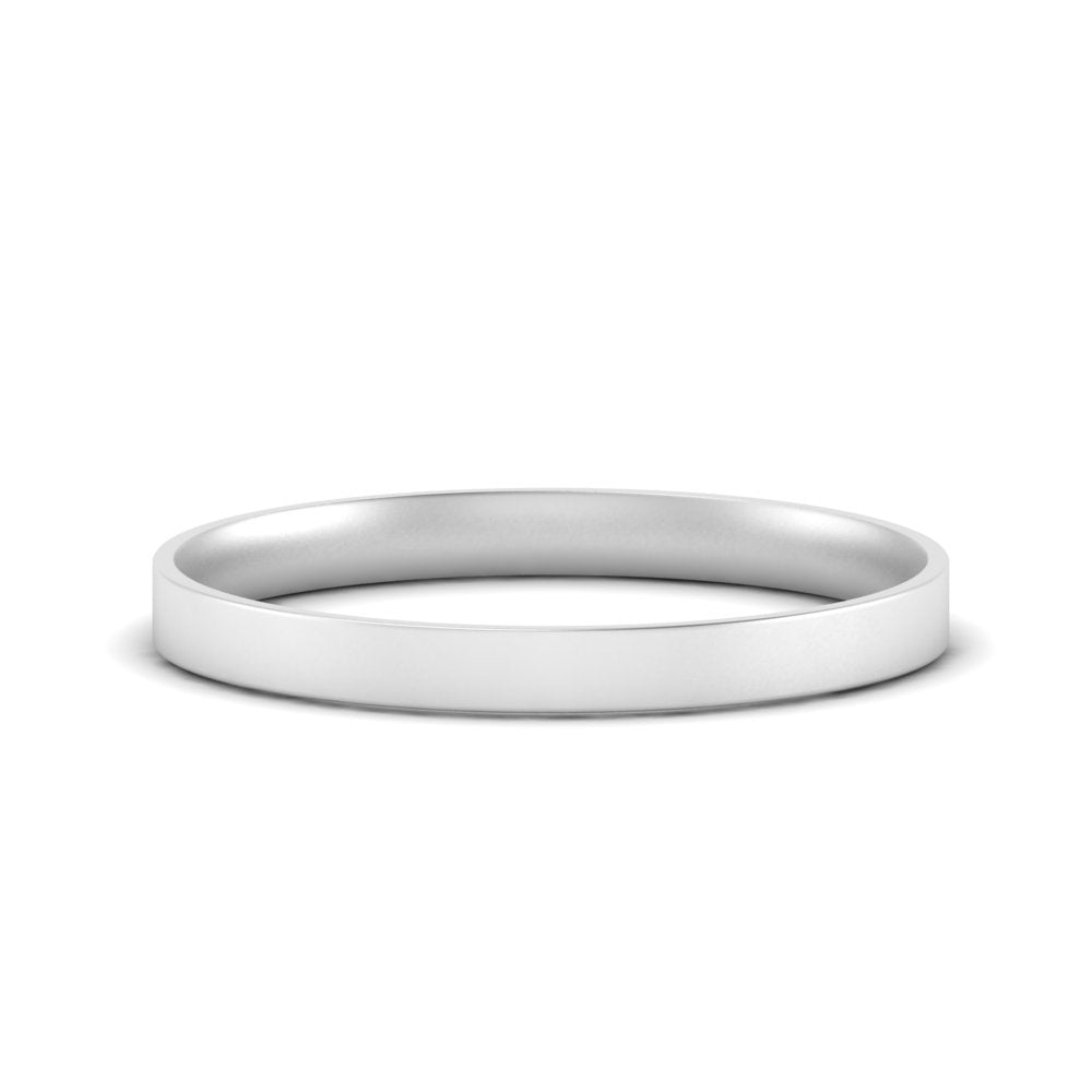 Comfort Fit Light Weight Flat Stacking Mens Band In 14K White Gold | Cuts & Carat