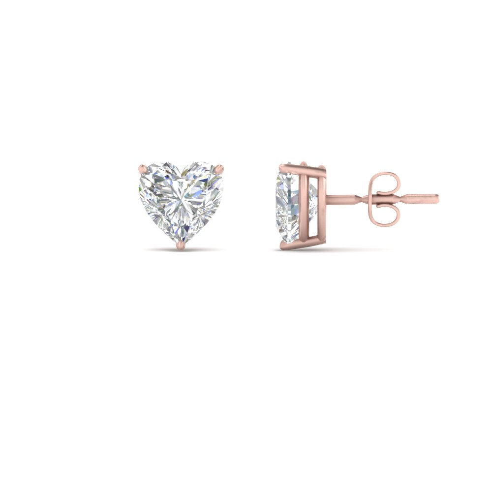 1/2 To 4 Carat Heart Shaped Lab Created Diamond Stud Earring 14K Gold