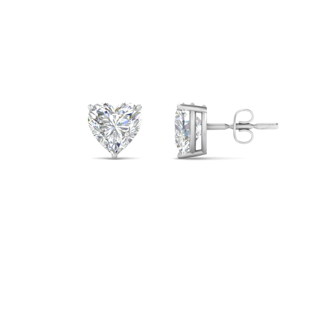 1/2 To 4 Carat Heart Shaped Lab Created Diamond Stud Earring 14K Gold