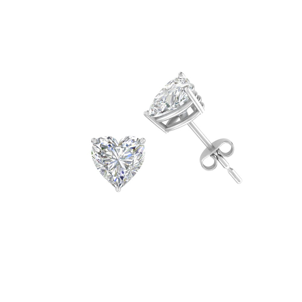 1/2 To 4 Carat Heart Shaped Lab Created Diamond Stud Earring 14K Gold