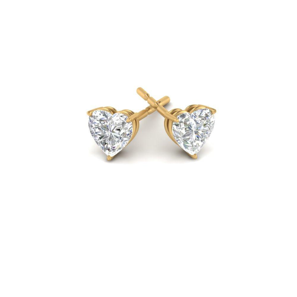 1/2 To 4 Carat Heart Shaped Lab Created Diamond Stud Earring 14K Gold