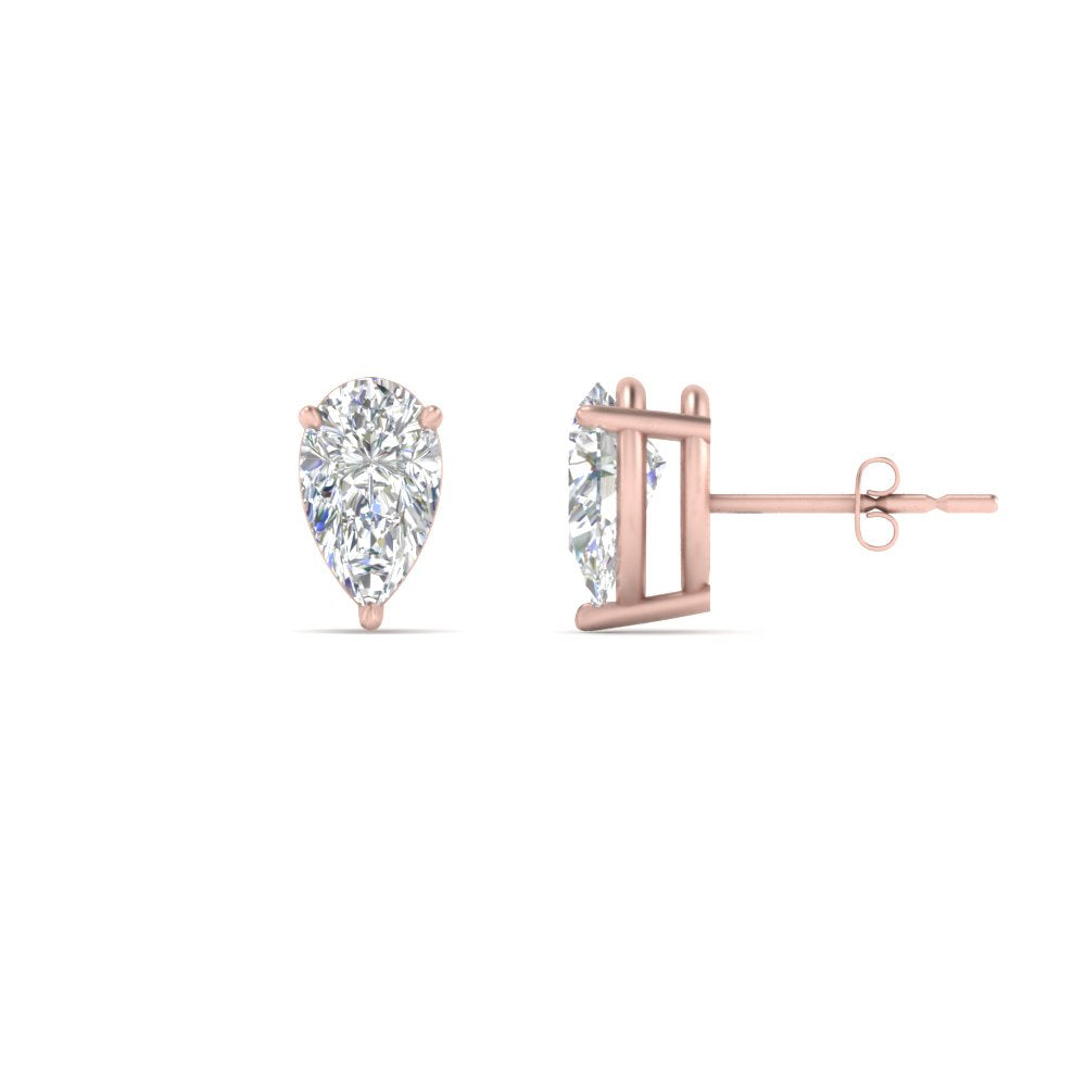 1/2-5 Carat Pear Shaped Lab Created Diamond Stud Earring For Women 14K Gold