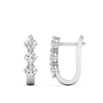 Load image into Gallery viewer, 1 Carat Round Cut Lab Diamond 3 Stone Huggie Earrings 14K Gold
