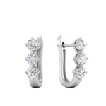 Load image into Gallery viewer, 1 Carat Round Cut Lab Diamond 3 Stone Huggie Earrings 14K Gold
