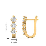 Load image into Gallery viewer, 1 Carat Round Cut Lab Diamond 3 Stone Huggie Earrings 14K Gold
