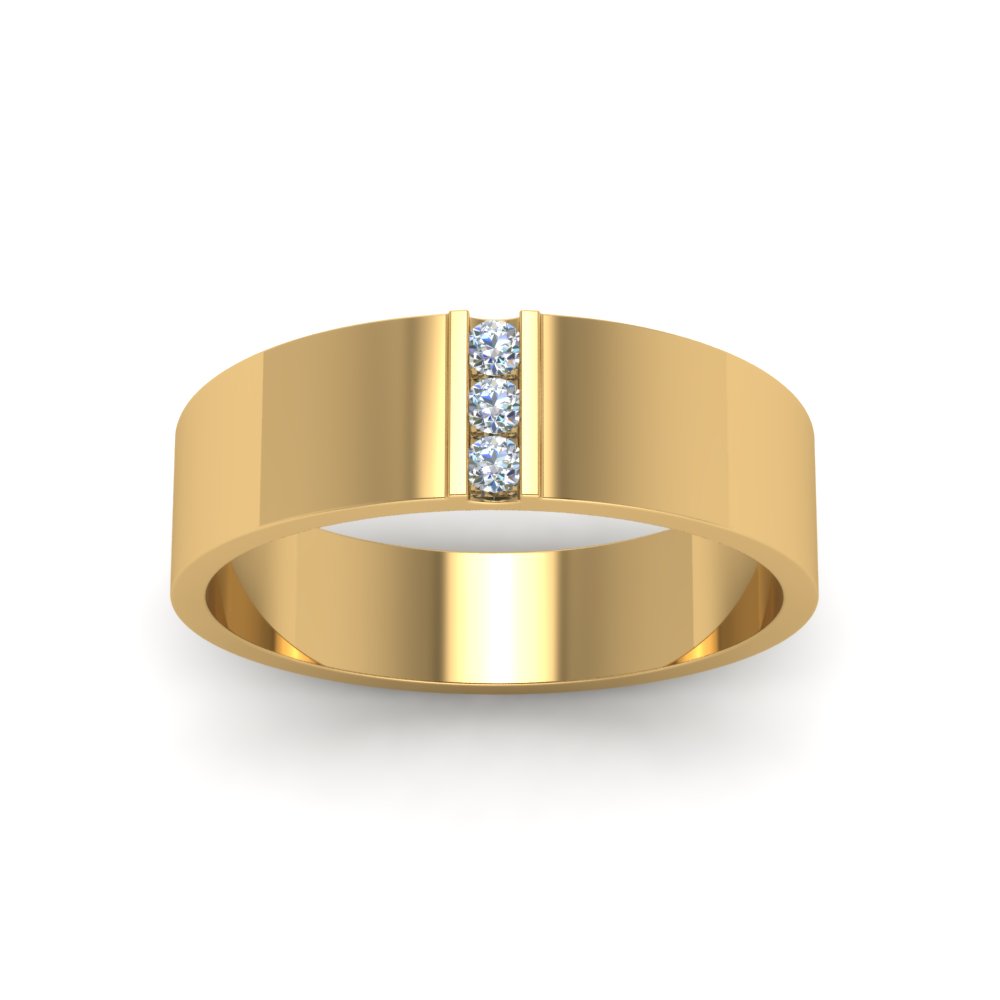 3 Stone Round Cut Lab Diamond Anniversary Band For Mens 14k Gold