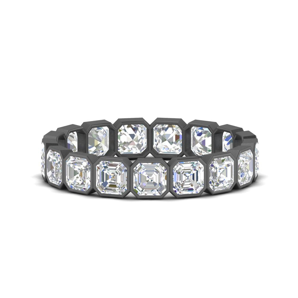 2 Ctw To 4.50 Ctw Asscher Lab Diamond Bezel Set Eternity Ring 14K Gold