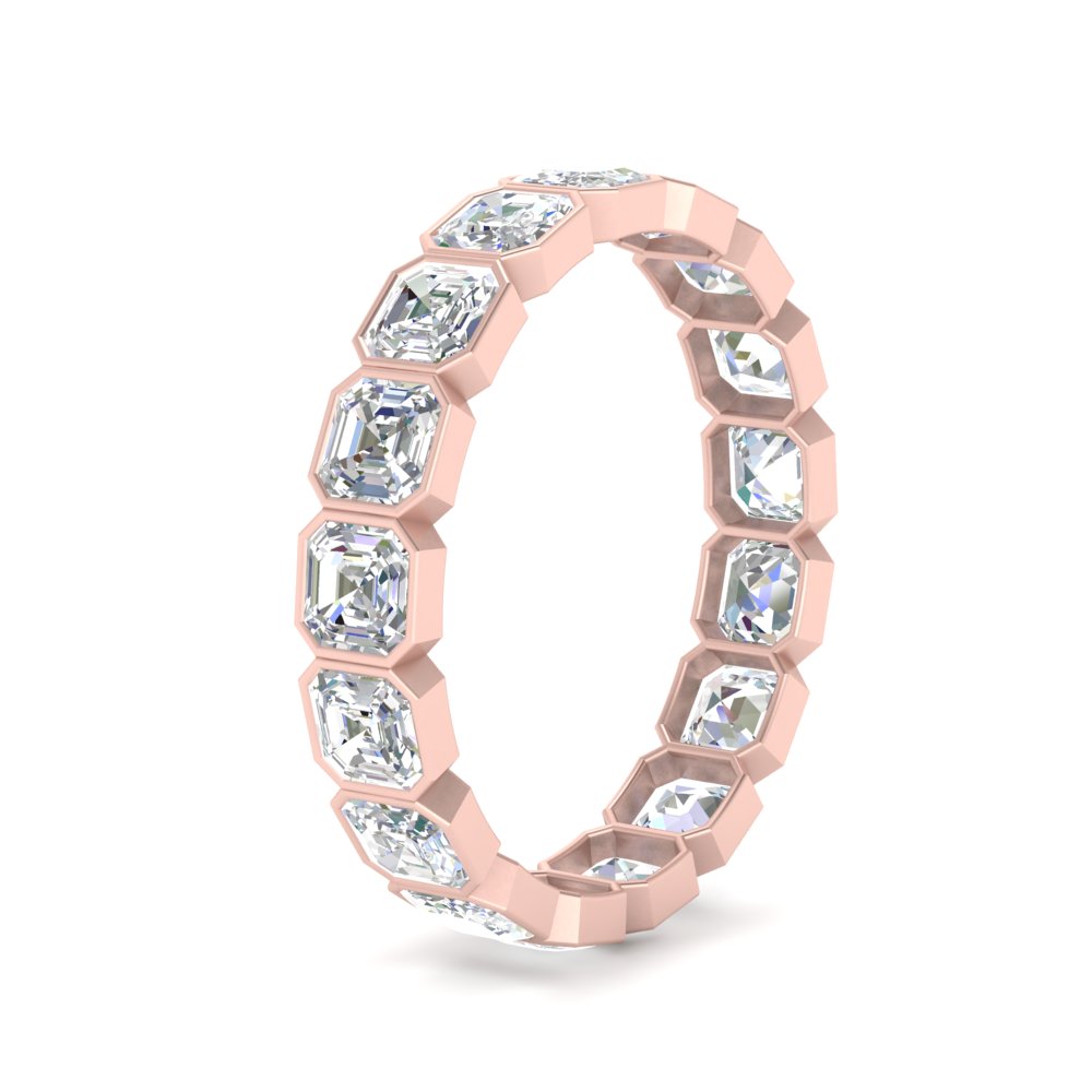 2 Ctw To 4.50 Ctw Asscher Lab Diamond Bezel Set Eternity Ring 14K Gold