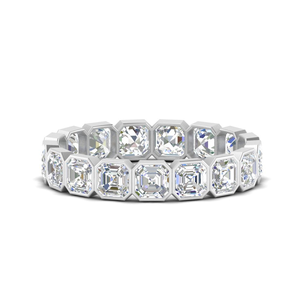 2 Ctw To 4.50 Ctw Asscher Lab Diamond Bezel Set Eternity Ring 14K Gold