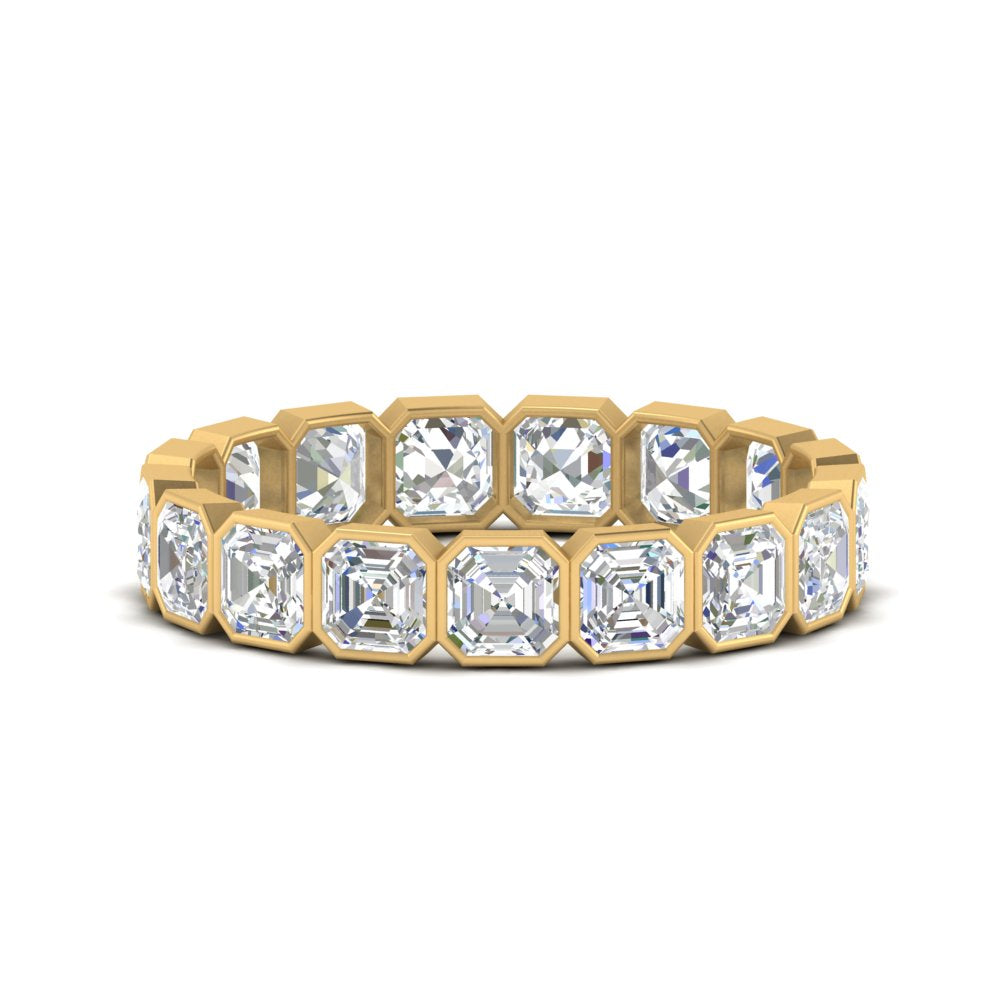 2 Ctw To 4.50 Ctw Asscher Lab Diamond Bezel Set Eternity Ring 14K Gold