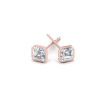 Load image into Gallery viewer, 0.50 To 5 Carat Lab Diamond Asscher Stud Bezel Set Earring For Women 14K Gold
