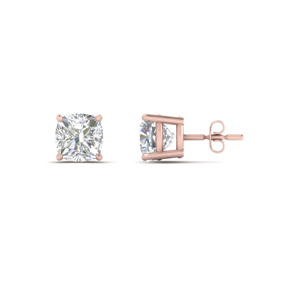 0.50 To 5 Carat Cushion Cut Lab Created Diamond Stud Earring 14K Gold